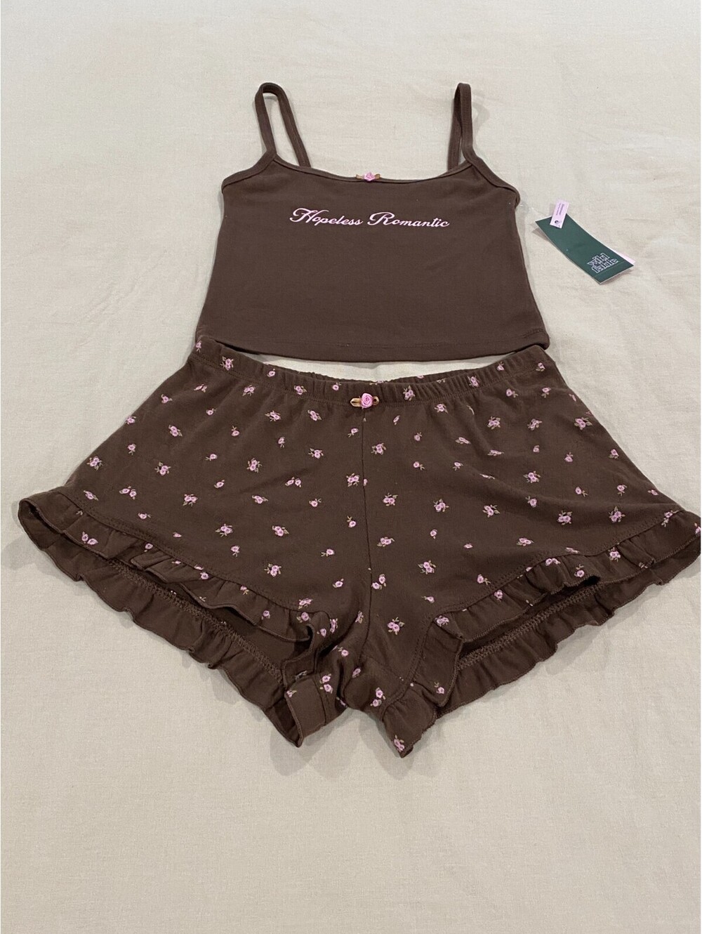 Wild Fable Brown Floral Pajama Tank and Shorts Size XXS